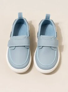 Nuevos mocasines casuales para niños de estilo inglés, para primavera/verano/otoño, con cierre de gancho y bucle, antideslizantes, resistentes al desgaste, de suela blanda, transpirables y cómodos - Neblina azul - Ver 4