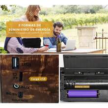 Altavoz Bluetooth multifuncional con radio FM, graves potentes y luces LED decorativas. - Marrón - Ver 3