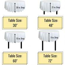 6-Pack White Round Paper Tablecloths – 82in Paper Table Cloths For Parties Disposable – Linen Like Disposable White Tablecloth Round Cover With Plastic Backing - 1 - View 3