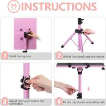 Pink Projector Stand Tripod, Laptop Tripod Stand Adjustable Height 23.5" - 63.5" With Gooseneck Phone Holder, Laptop Floor Stand For Office, Home, Stage, Studio, DJ Racks Musical Instruments - 粉色 - 查看 8