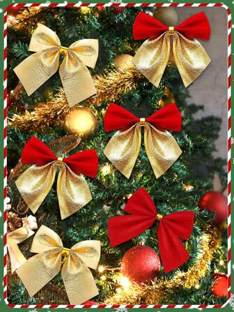 12 piezas de Decoraciones de Árbol de Navidad, Lazos Navideños, Decoraciones de Lazos para Árbol de Navidad, Decoraciones Navideñas Brillantes para Decoración de Hogar, Escena, Habitación, Oficina, Fiesta Temática de Navidad