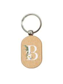 1 件雏菊字母 A-Z 图案木质钥匙扣、首字母木质吊坠、可雕刻的创意小礼物、包包吊坠、木质标签、钥匙扣、戒指、雕刻空白木板、DIY 配件 - 杏色 - 查看 10