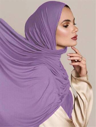 1件装女士加大码针织头巾/披肩，柔软休闲长袍配饰，纯色围巾/面纱