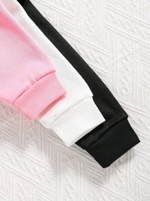 3pcs/Set Tween Girls' Heart Print Warm Crew Neck Sweatshirts