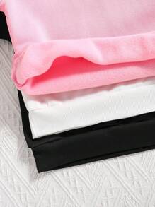 3pcs/Set Tween Girls' Heart Print Warm Crew Neck Sweatshirts