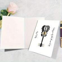 5x7 英寸生日快乐贺卡：音乐爱好者的音乐冒险 - 带信封 - 駝色 - 查看 4