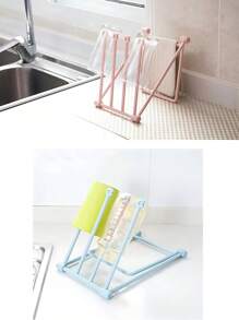 1pc Desktop Foldable Vertical Cloth Storage Rack, Kitchen Dishwashing Towel Rack, Non Perforated Countertop Water Cup Holder, Storage Rack - Multicolor - View 7