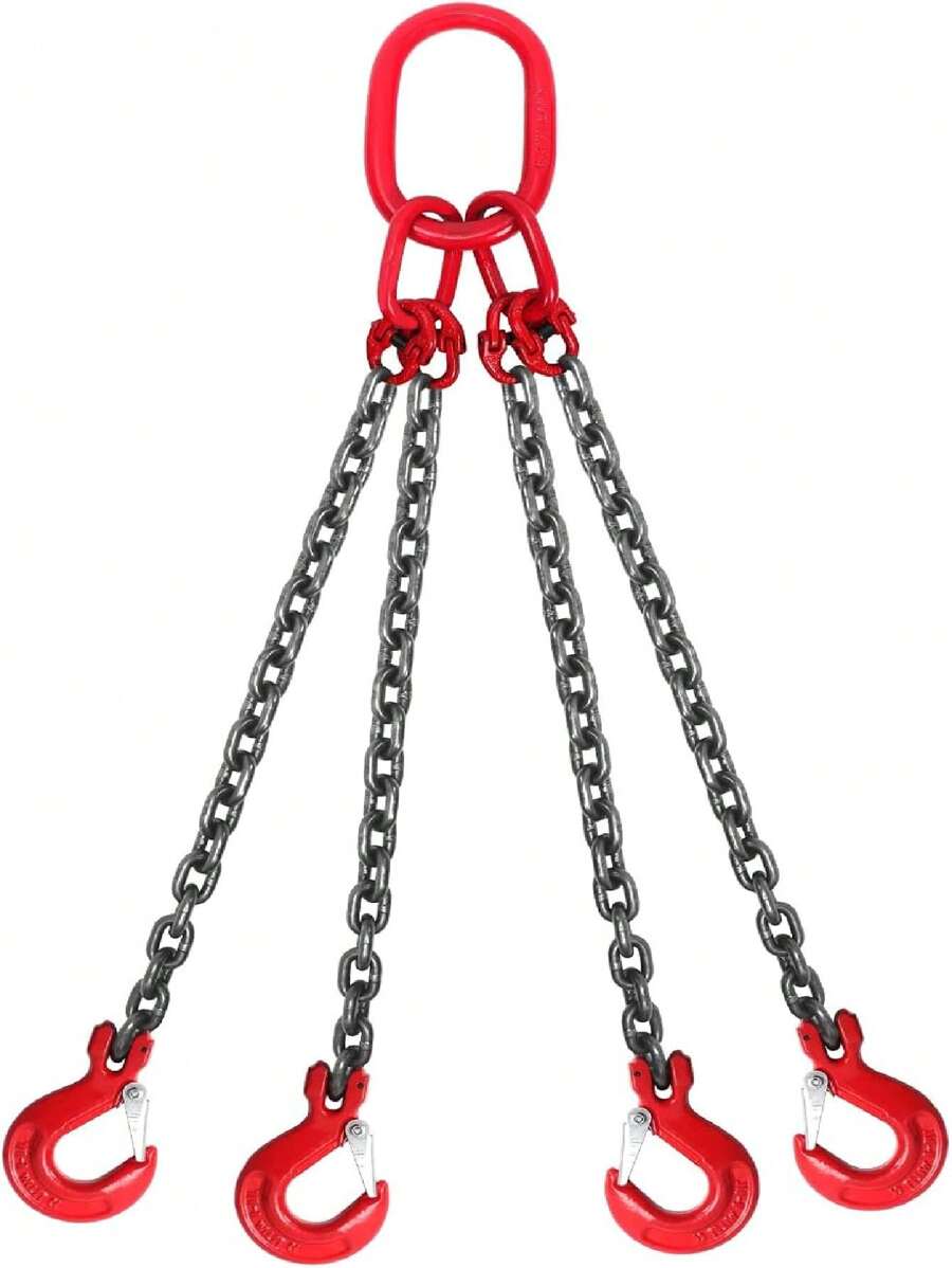 BriSunshine G80 Kettengehänge Schwerlast Manganstahl Anschlagkette 4 Strang Krankette zum Heben,mit 6.4T Tragfähigkeit (8mmx1.45m)