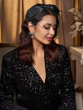 1 st. 1920-talsstil vit slöja huvudbonad för kvinnor, lämplig för cocktailpartyn, kyrkor, vintageinspirerad, näthårband med rosett, håraccessoar för brudtärna, tebjudning