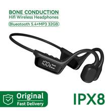 S10藍牙5.4真正的骨傳導耳機360°立體聲HIFI DT 5.0耳機LED數字顯示屏，IPX8防水，適用於游泳 - 黑色 - 查看 13