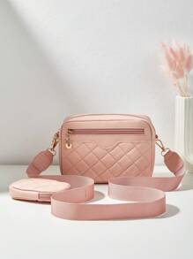 1 pieza Bolsa con patrón ondulado en relieve con letras para niña, bolsa para teléfono móvil y monedero