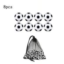 6/8/10pcs 32mm Mini Soccer Ball Accessories For Foosball Tables, Hexagon Shape, Black (Includes Black Storage Net Bag)