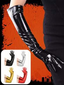 D EXCEED 1 双万圣节礼物女士长手套闪亮油漆 PU 手套歌剧派对茶会手套服装弹性成人尺寸肘长万圣节服装角色扮演节日装饰礼物万圣节装饰品 - 多色 - 查看 12