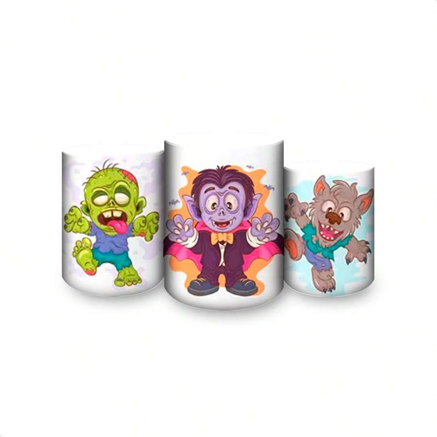Trio Kit Sublimated Cylinder Decorative Covers Party And Birthday Decoration Various Themes Halloween Party Dark Fantasy Suspense Fear - Vỏ xi lanh 1811 - Xem 1