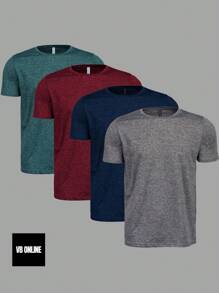 Kit 4 Men's Plus Size Dry Fit Anti-Odor T-Shirts For Gym Training - Xám - Xem 1