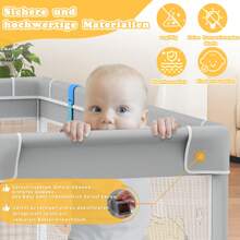 VA-Cerulean Baby Playpen Foldable Children's Playpen 127x127x68cm / 150x180x68cm / 180x200x68cm Baby Playpen With Ocean Balls, Training Bracelet, Breathable Net & Handbag - Gray Spaceman - Grey Space Traveler - 150x180x68cm - View 5