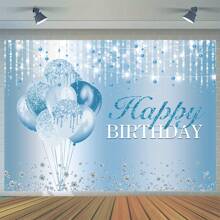 1 件银色和天蓝色水钻生日摄影背景，甜蜜 16 18 21 气球闪耀生日背景，适合任何年龄女性，生日快乐派对装饰，蛋糕桌横幅，圣诞节 - 彩色 - 查看 6