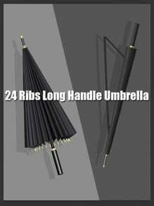 1pc 24-Bone Long Shank Umbrella, Automatic Open Golf Umbrella, Unisex Windproof Umbrella - Default - View 2