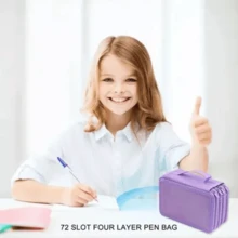 School Case/Box Case/Four-Layer Pencil Case With 72 Color Holes/School Supplies/Marisa Paper - 玫紅色 - 查看 4