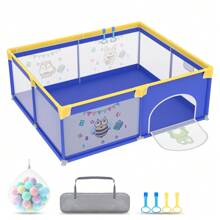 VA-Cerulean Cercadinho para bebês, 127x127x68cm / 150x180x68cm / 180x200x68cm, animal azul, cercadinho dobrável para crianças Cercadinho para bebês com bolas do oceano, pulseira de treinamento, rede respirável e bolsa