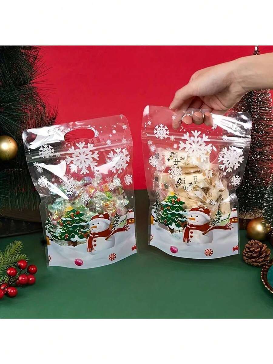 10 túi quà Giáng sinh trong suốt, túi đựng đồ ăn nhẹ và tráng miệng Magic Seal, túi đựng bánh quy nướng tự đứng cho Giáng sinh, năm mới, trang trí tiệc Lễ Tạ ơn đồ trang trí Giáng sinh đồ trang trí Giáng sinh quà tặng Giáng sinh giấy gói quà Giáng sinh đồ dùng cho tiệc Giáng sinh túi quà Giáng sinh túi Giáng sinh nhãn dán Giáng sinh - Trong sáng - Xem 1