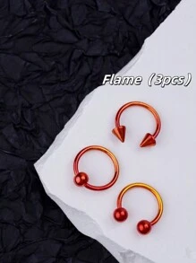 3入組Y2K風格彩色鼻環馬蹄鼻鉤耳環16g不鏽鋼鼻環唇環鉸鏈鼻環穿刺飾品，鼻環按鈕，鼻環環狀彎曲穿刺飾品，適用於鼻環、軟骨環、耳垂、耳弓、耳環。女士、男士萬聖節穿刺身體飾品，適用於派對、約會、日常穿著 - 彩色 - 查看 23