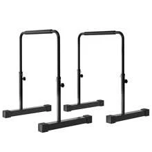 Sportnow Set 2 Barre per Dip Regolabile su 4 Altezze con Maniglie Antiscivolo, Push Up Bar in Acciaio, 70x50x80-105 cm, Nero - nero - Visualizzare 2