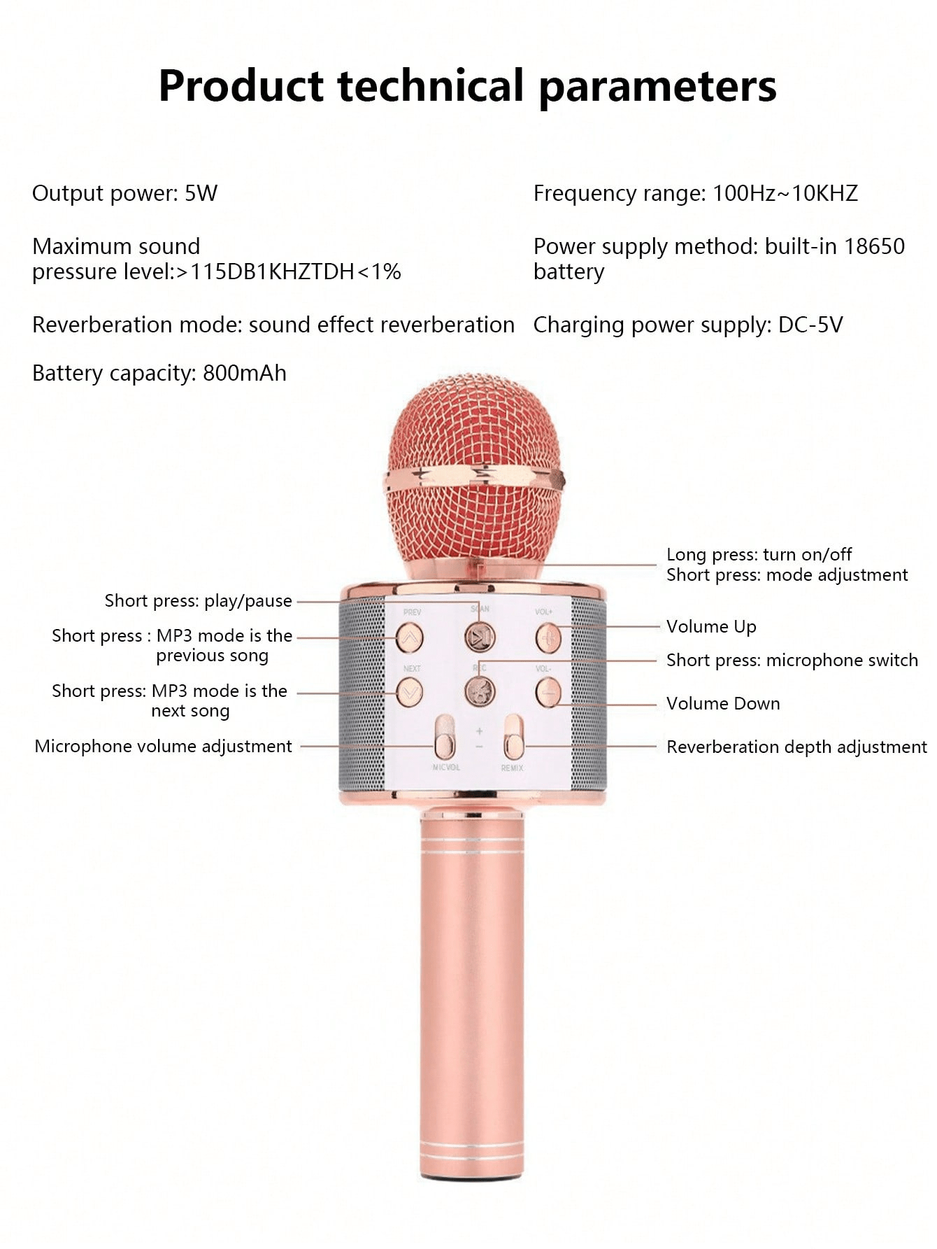 Wireless Microphone With BuiltIn Multimedia Function, Cardioid