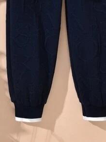 Vihyde 2pcs/Set Boys Vintage Zip Collar Long Sleeve Polo Shirt & Cuffed Pants