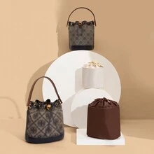 Túi đựng đồ nhẹ và mềm màu đen, thích hợp cho túi xô, túi bên trong, túi mini, túi giữa, túi lót đựng đồ, túi nylon chống thấm nước có dây rút đôi, phụ kiện dung tích lớn cho túi, túi lót, túi sắp xếp, túi đựng ví - màu đen - Xem 4