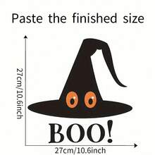 1pc "BOO!" Cartoon Witch Hat Halloween Waterproof PVC Wall Sticker For Bathroom Decoration - Multicolor - View 4