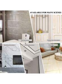 60米卷装装饰地板收边胶带，金/银框装饰接缝贴纸，防水墙贴家居装饰，瓷砖填缝胶带，自粘胶带，地板和墙面接缝密封胶带，附带说明书