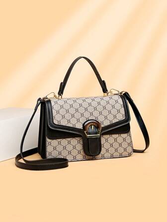 กระเป๋าถือลายดอกไม้หรูหราสีพื้นแฟชั่น ตกแต่งโลหะ