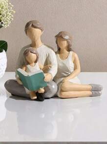 1pc Parent And Daughter Reading Book Figurines, Hand-Painted Figures Gifts For Parent Or Daughter, Family Sculpture For Shelf Decor Desktop Home Bedroom Living Room Decoration Birthday Graduation
