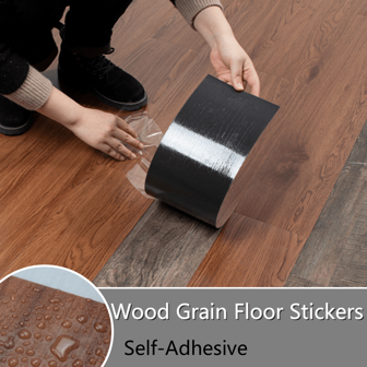 10pcs 5.98x15.7inch Wood Grain Floor Stickers, Peel And Stick PVC Floor Stickers, Thickened Frosted Vinyl Waterproof Non-Slip Floor Tile Stickers, Suitable For Kitchen, Bathroom, Living Room Renovation Decoration