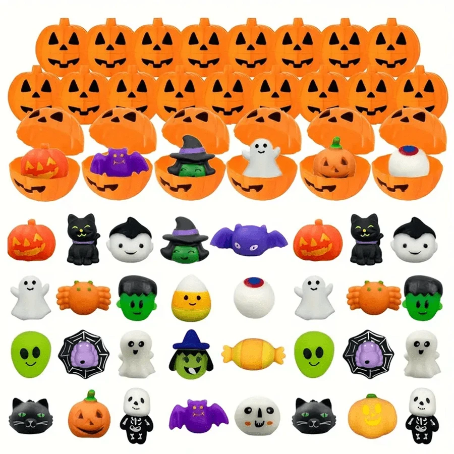 南瓜壳配麻糬鱿鱼玩具迷你可爱麻糬挤压玩具麻糬玩具节日派对最受欢迎礼物 - 款式随机（颜色款式配件随机） - 彩色 - 查看 1