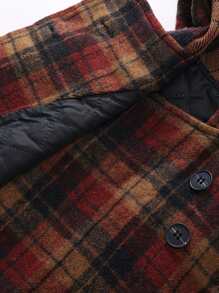 1 pieza Abrigo con capucha de estilo escolar dulce y cómodo, acolchado a cuadros, para niña joven, de estilo casual y alto nivel, multicolor, para primavera/verano/otoño - Multicolor - Ver 6