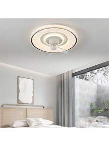 Profile Ceiling Fan With Light And Remote Control, Modern Embedded Ceiling Fan, Smart Dimmable Bladeless Reversible LED Fan Light, Timed Reversible Ceiling Fan With Light - Beige - View 5