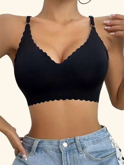 Women's Seamless Bra, Push-Up, Beautiful Back, Support, Comfortable, Breathable, Skin-Friendly, Sexy, Removable Breast Pads, No Wires, Adjustable Shoulder Straps, Sleep, Leisure, Yoga, Buckleless Bra Daily Disposable Underwear