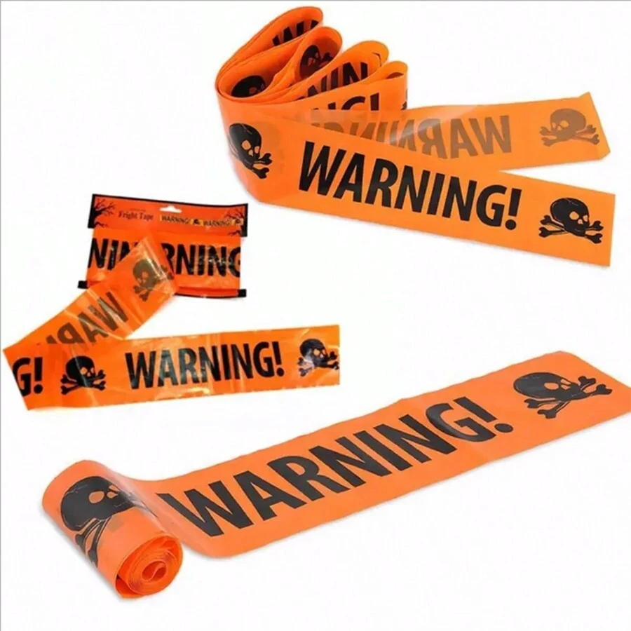 Halloween Decoration 1pc Halloween Warning Caution Tape Sign - Ghost Party Decorations And Witch Balloons - Halloween Window Decorations Danger Barricade Prop - Multicolor - View 1