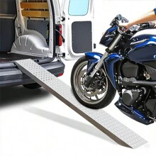 VA-Cerulean 2X Loading Ramp, 135cm/160cm, Silver/Black, Galvanized Steel Ramp Max 400 Kg, Loading Wedges, Curb Ramp, Wheelchair Ramp, Bicycle Ramp, Loading Ramp For Cars, Trailers, Stairs, Bicycle - Silver - View 3