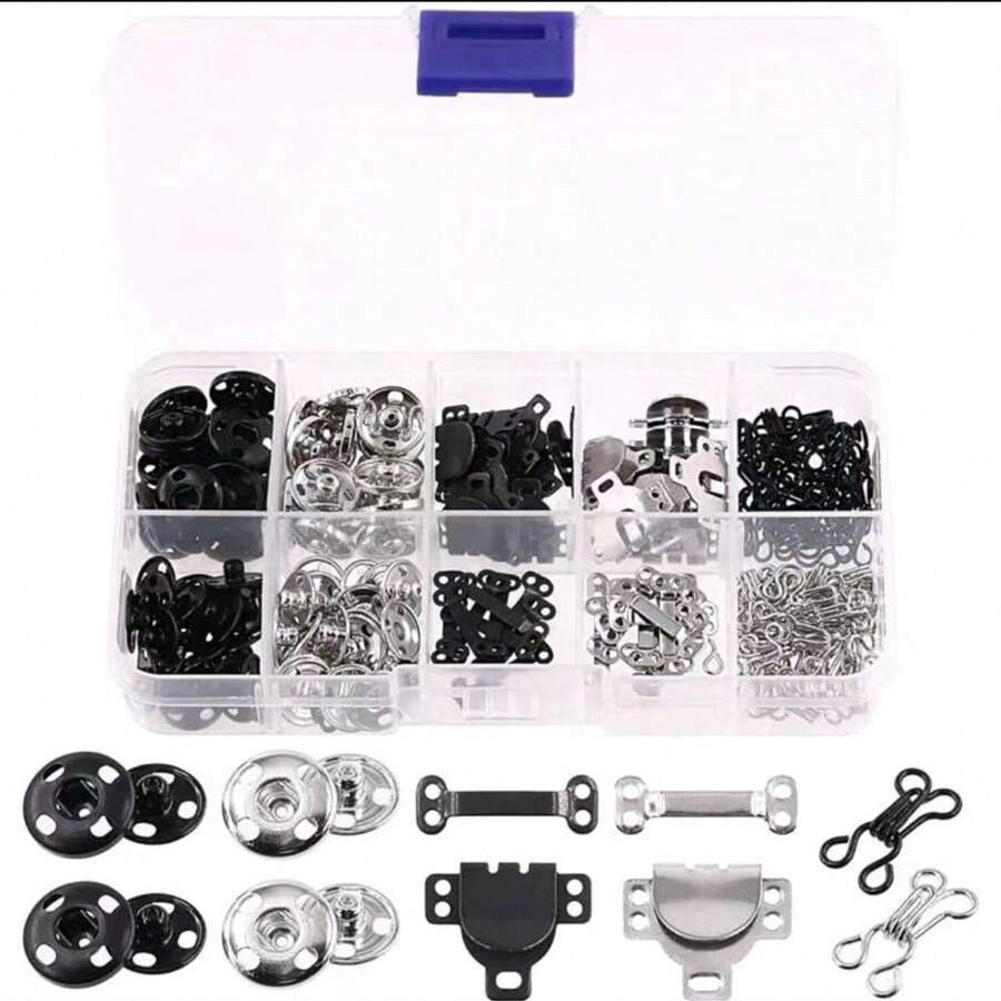 100Pcs Sewing Hooks And Eyes Set Sew-On Snap Buttons DIY Clothing Button Sewing Closures Snaps Kit For Clothes Bags Sewing Craft
