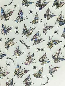 1 件美甲贴纸彩色闪亮蝴蝶花朵 5D 浮雕粘性滑块 DIY 指甲油美甲贴纸贴花 - 彩色 - 查看 6