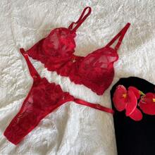 Tulle Flower Set With Sexy Pendant - Red - View 5