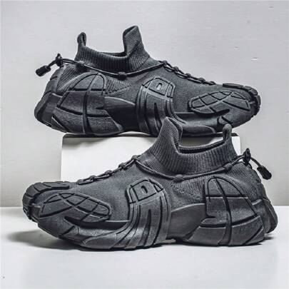 1 Pair Men's Slip-On Mesh Breathable Sneakers, Outdoor Casual Lightweight Soft Sole Slouchy Walking Shoes