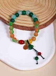 1 Pulsera Con Cuentas De Cristal, Diseño Sencillo Y Único, Estilo De Niña Dulce, Bestie A Juego