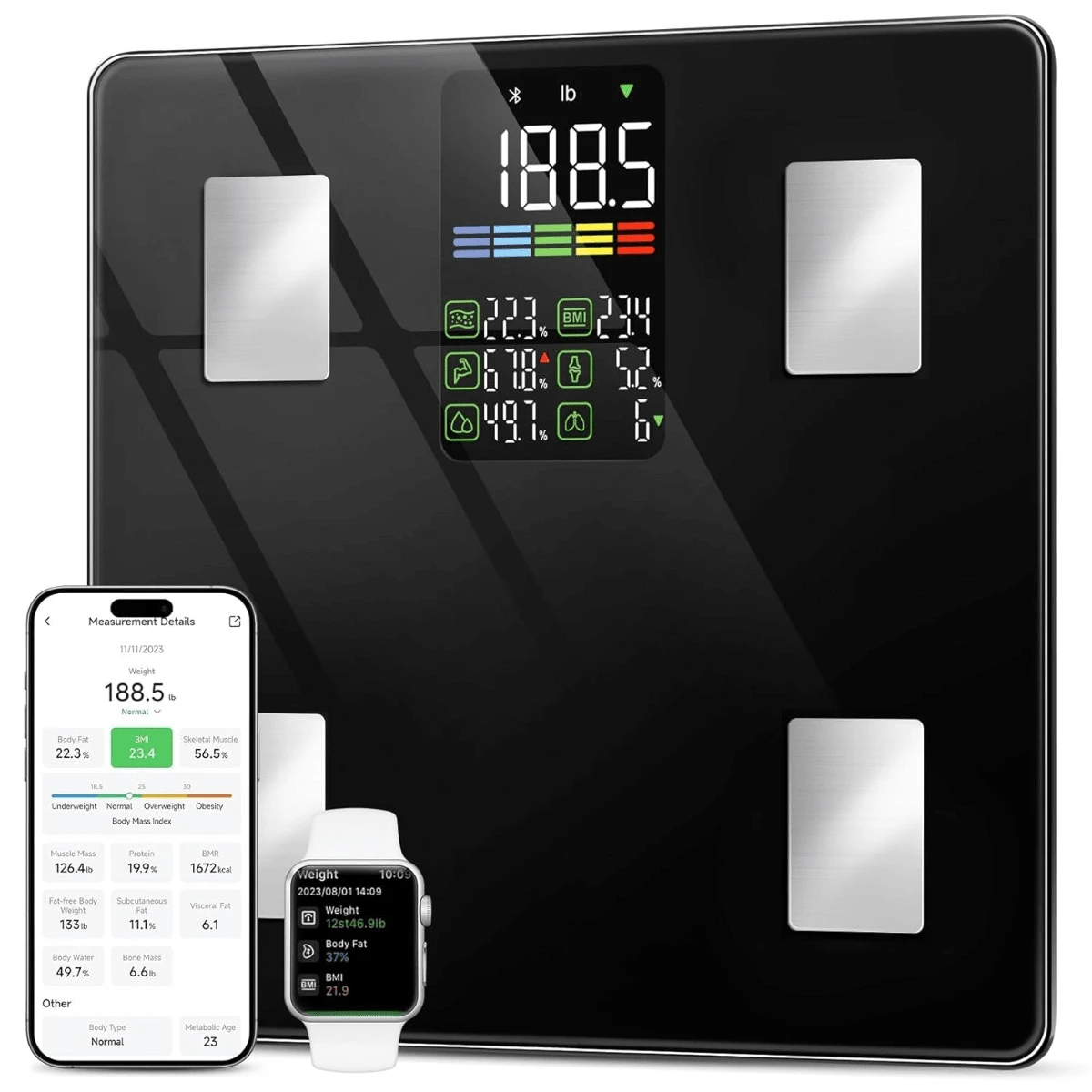 Scale For Body Weight And Fat, High Accuracy Digital Smart Bathroom ...