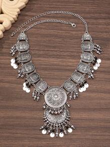 1 chiếc vòng cổ mặt dây chuyền đồng xu Baroque Retro, vòng cổ Bohemian cổ điển cao cấp dành cho phụ nữ, phụ kiện du lịch thường ngày - Nhiều màu - Xem 2