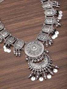 1 chiếc vòng cổ mặt dây chuyền đồng xu Baroque Retro, vòng cổ Bohemian cổ điển cao cấp dành cho phụ nữ, phụ kiện du lịch thường ngày - Nhiều màu - Xem 3