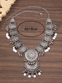 1 chiếc vòng cổ mặt dây chuyền đồng xu Baroque Retro, vòng cổ Bohemian cổ điển cao cấp dành cho phụ nữ, phụ kiện du lịch thường ngày - Nhiều màu - Xem 4